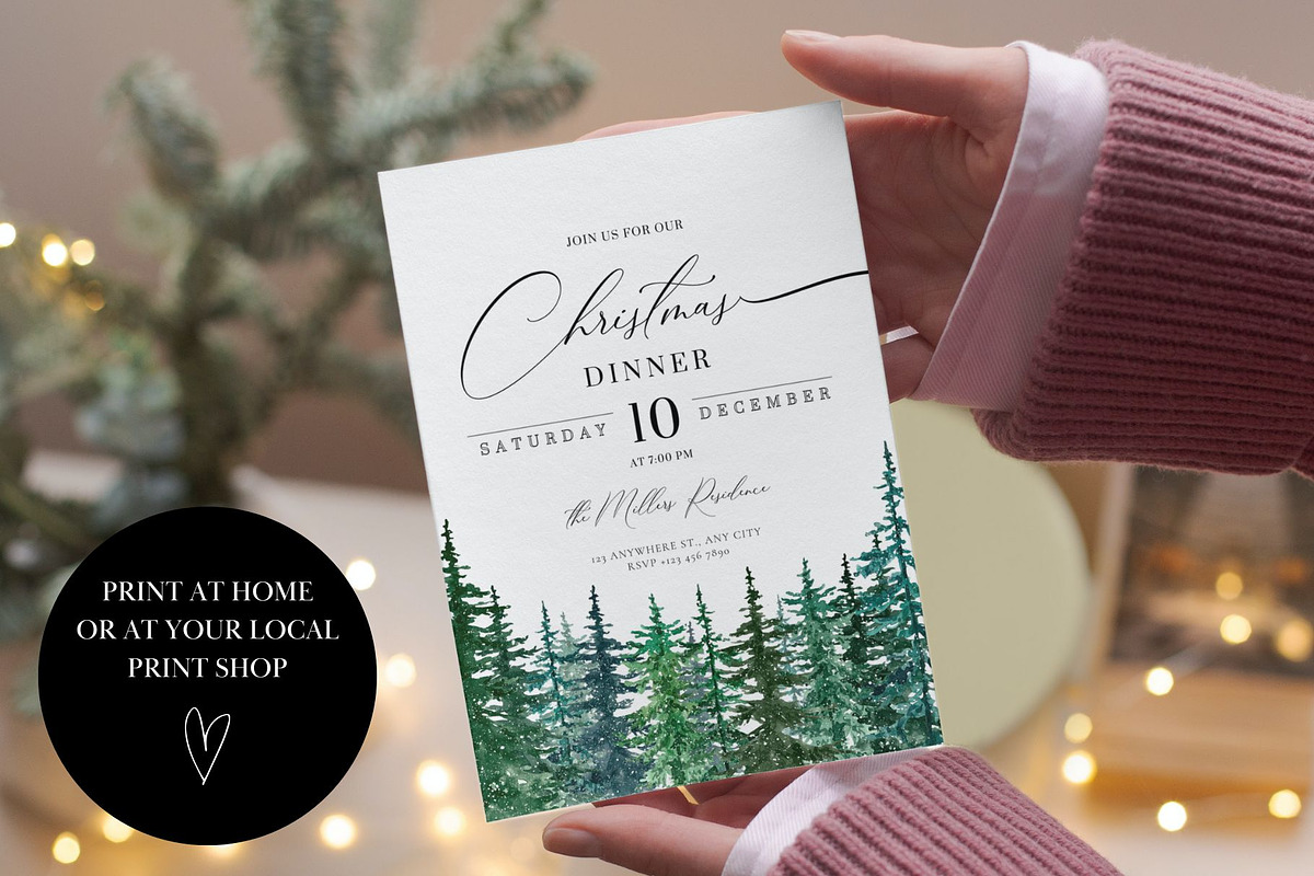 Editable Christmas Invitation, an Invitation Template by ForeverPrint (Photo 3 of 8)