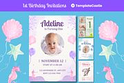 1st Birthday Invitations Templates, a Templates & Theme by TemplateCastleStore (Thumbnail 1 of 9)