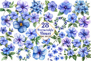 Periwinkle Flower Watercolor Clipart, an Illustration by Watercolor design (Thumbnail 1 of 3)