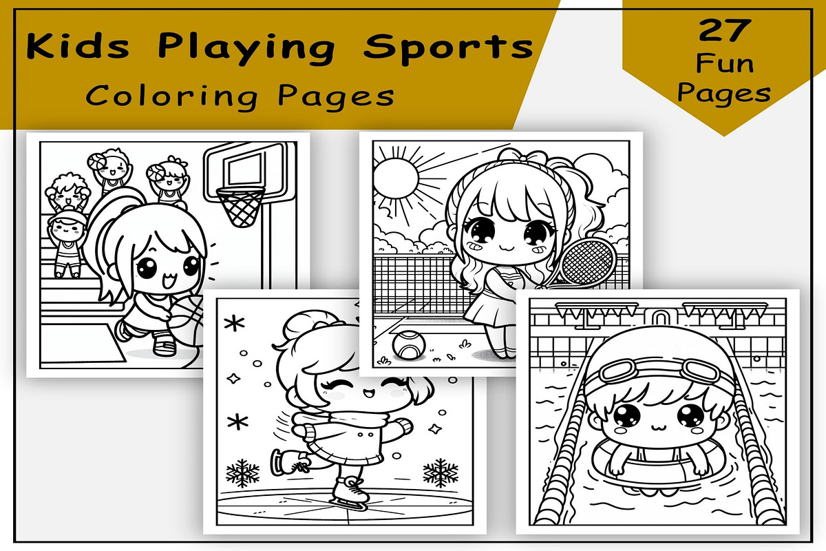 Sports Coloring Pages: Kids Playing, a Sport Illustration by Lamia Emad (Photo 1 of 3)
