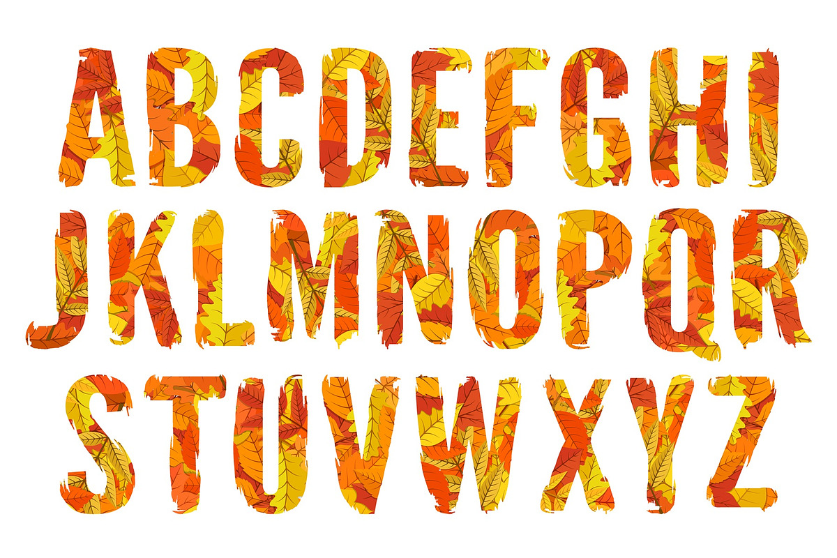 Autumn Leaves Alphabet [Vector], an Object Graphic by Chuhastock (Photo 2 of 9)