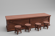 3D Wooden Tavern Bar Counter, a Furniture 3D Model by Dudukbersama (Thumbnail 1 of 2)