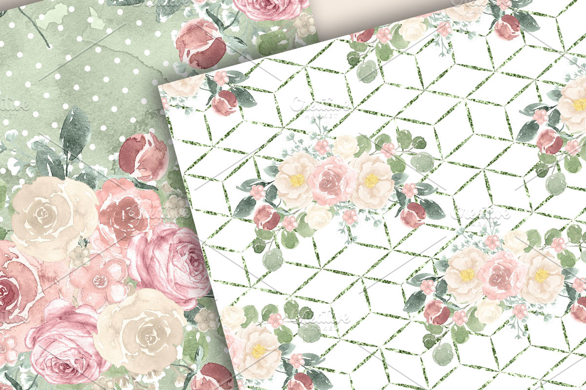 Ivory and Blush digital paper pack, a Pattern Graphic by designloverstudio