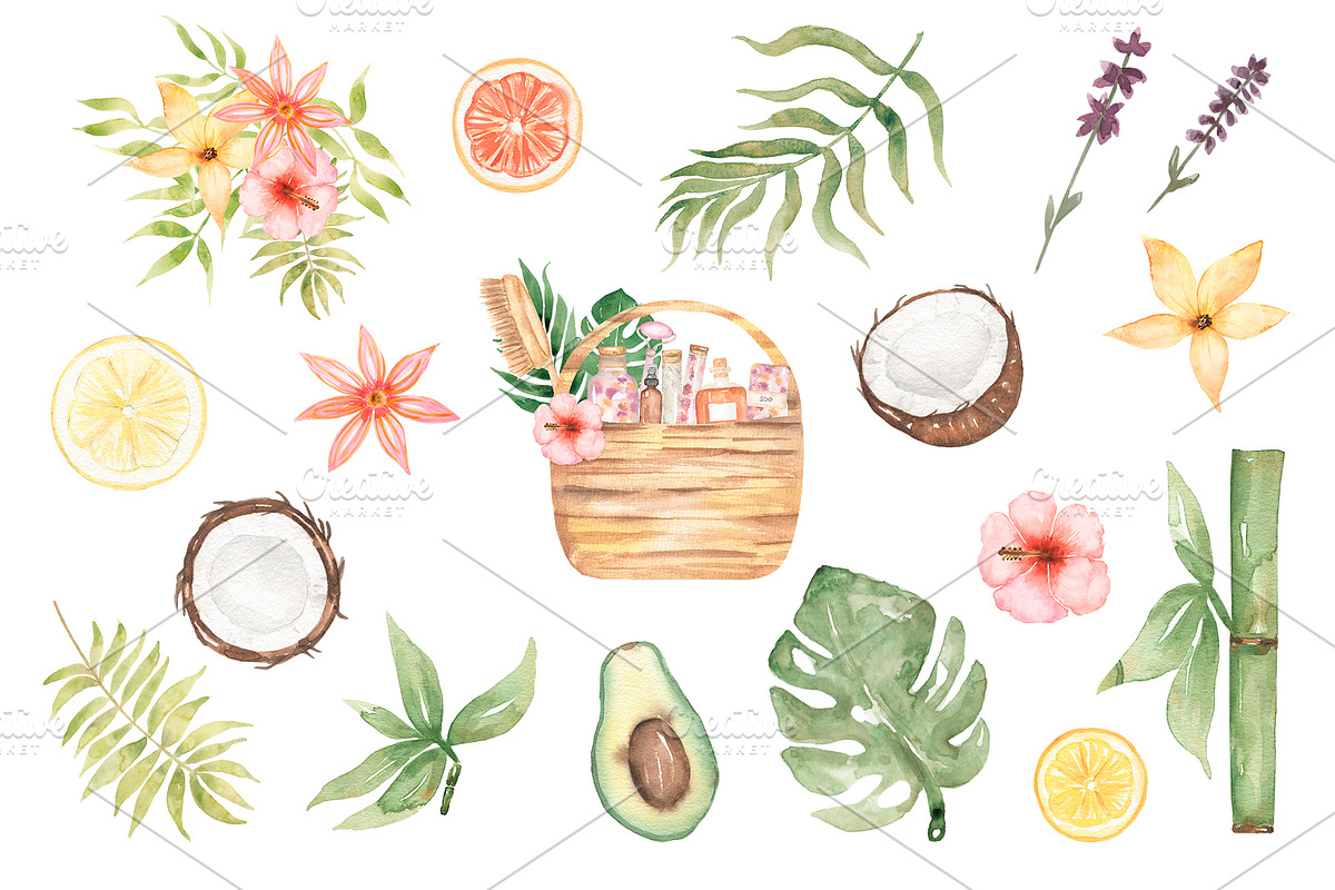 Watercolor Beauty Salon Collection, a Healthcare Illustration by MayaNavits (Photo 4 of 11)