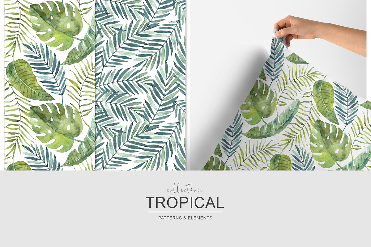 Tropical watercolor collection., a Pattern Graphic by BrushArtDesigns (Photo 9 of 13)