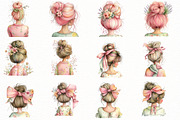 Messy Bun Spring Girls Clipart, an Illustration by Designworld (Thumbnail 4 of 8)