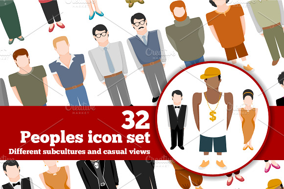 People Icons Big Set In Flat Style