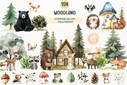 Watercolor Woodland Animals Clipart, an Animal Illustration by SugarCloudStudioArt (Thumbnail 1 of 9)