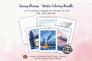 Snowy Dreams Winter Coloring Bundle, a Seasonal Illustration by Daffodil Dream Studio (Thumbnail 1 of 10)