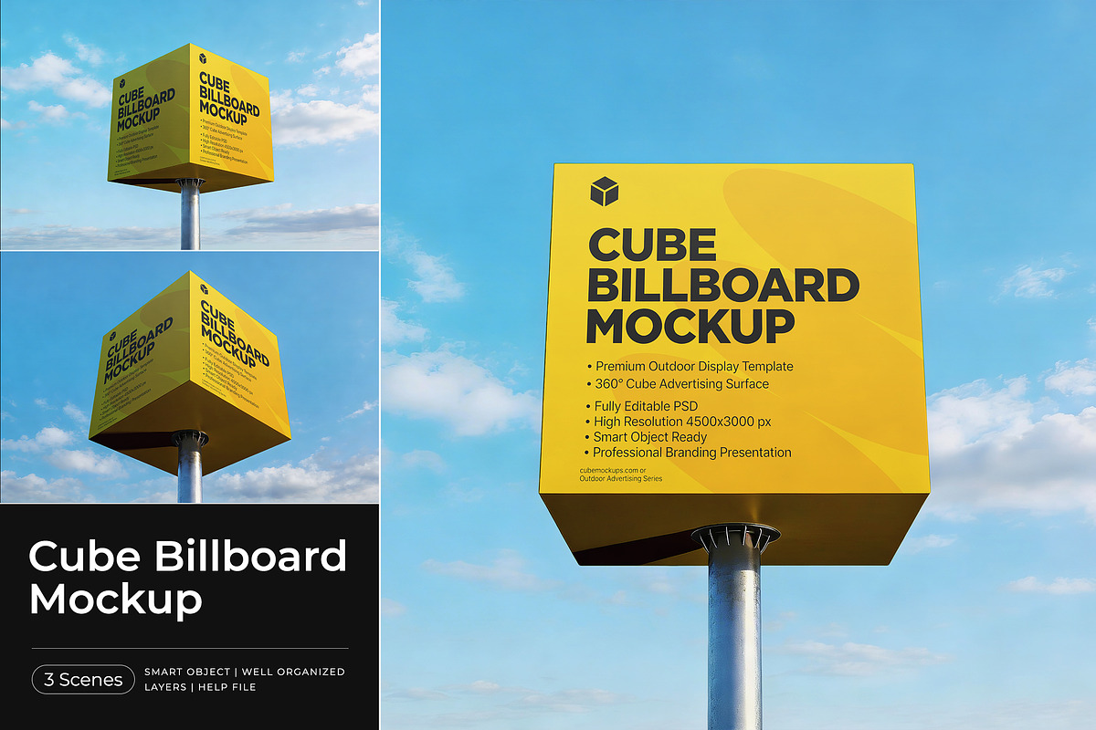 Cube Billboard Mockup, an Advertising Mockup by Pitchlook.Studio (Photo 1 of 4)
