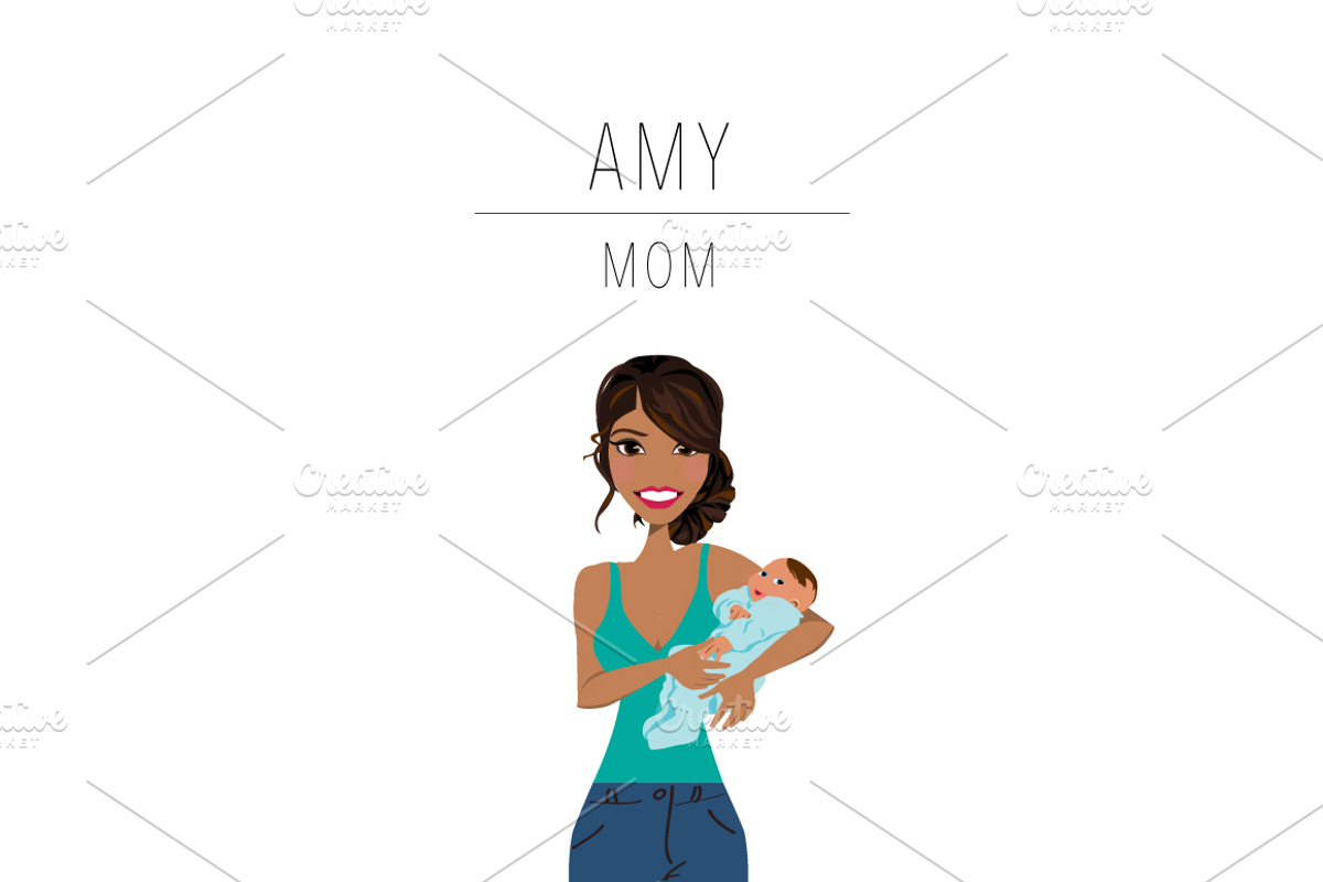 Mom & Baby Portrait Clip Art, a Person Illustration by Lauren Lesley Studio (Photo 2 of 33)