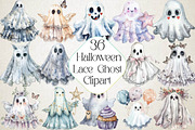 Cute Halloween Lace Ghost Png Clipar, an Illustration by DreamPrint404 (Thumbnail 1 of 7)