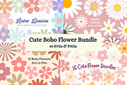 Cute Boho Flower Bundle - SVG PNG, an Object Graphic by Createble (Thumbnail 1 of 6)