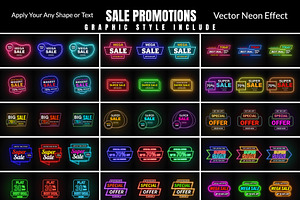 Sale Promotions Vector Neon Bundle