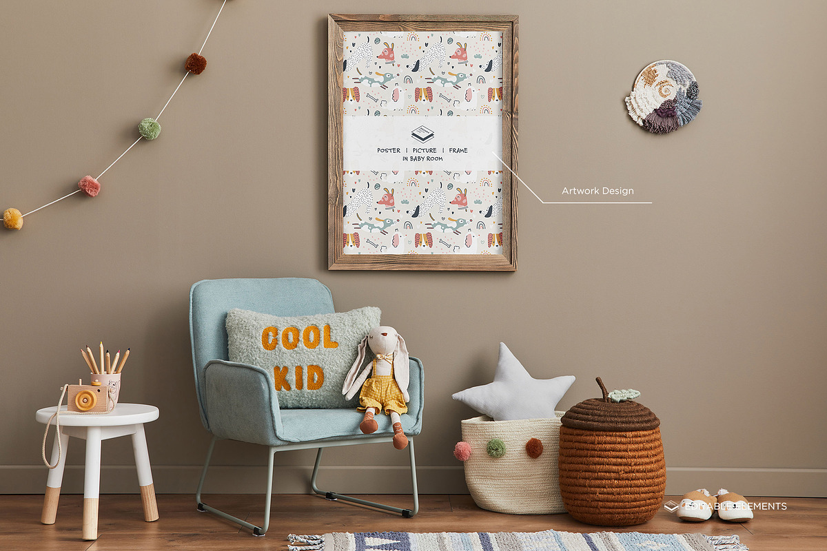 Portrait Frame in Baby Room Mock-up, a Print Template by Branda Keeps (Photo 4 of 30)