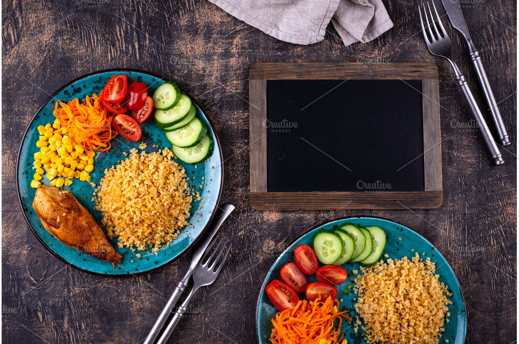 Healthybalanced food plate with, a Food & Drink Photo by Yulia Furman