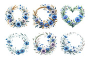 Cornflower Wreath Clipart Bundle, an Illustration by Daily.Designs (Thumbnail 4 of 5)