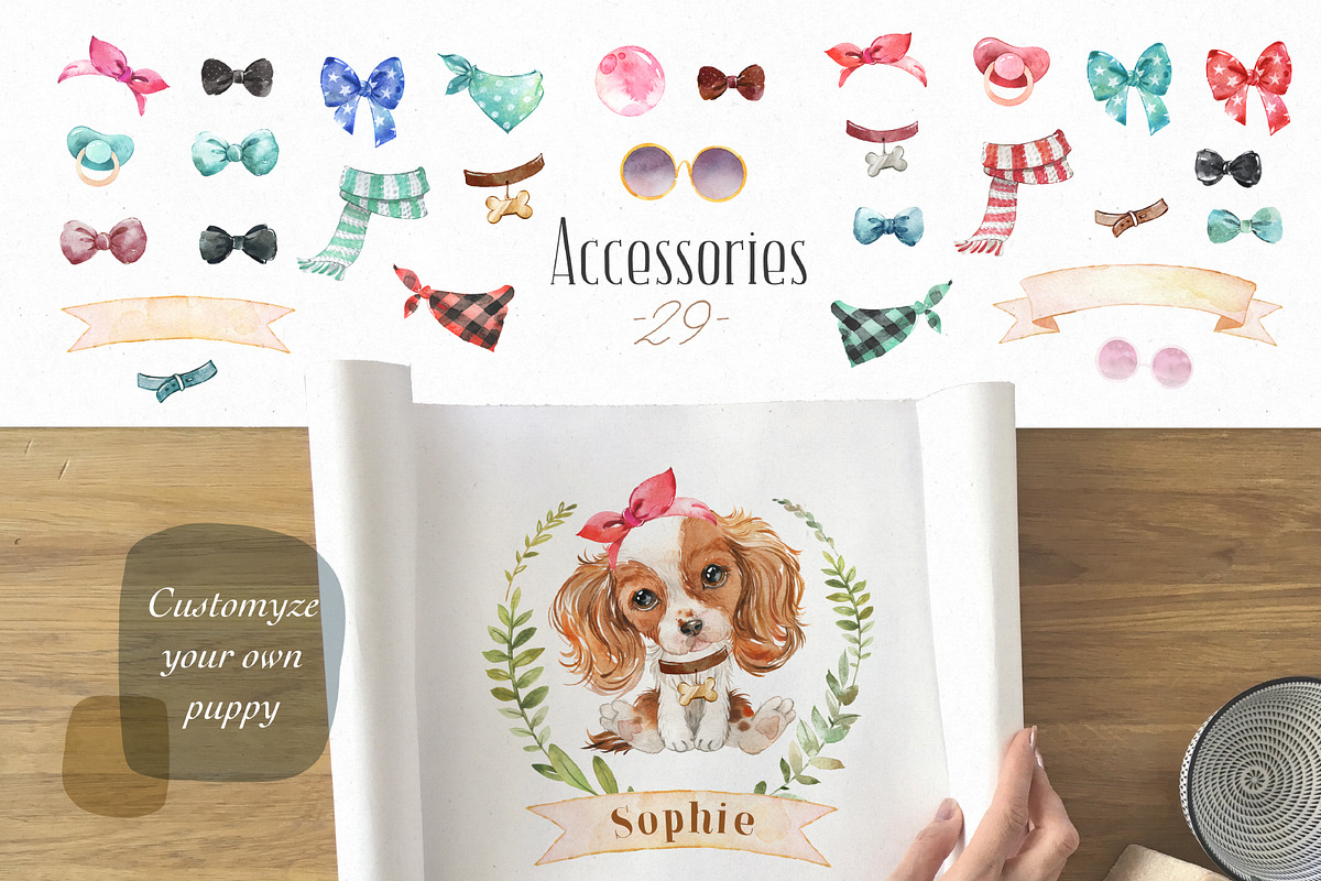 Puppy Paws 2. Watercolor Collection, an Illustration by OctopusArtis (Photo 8 of 11)