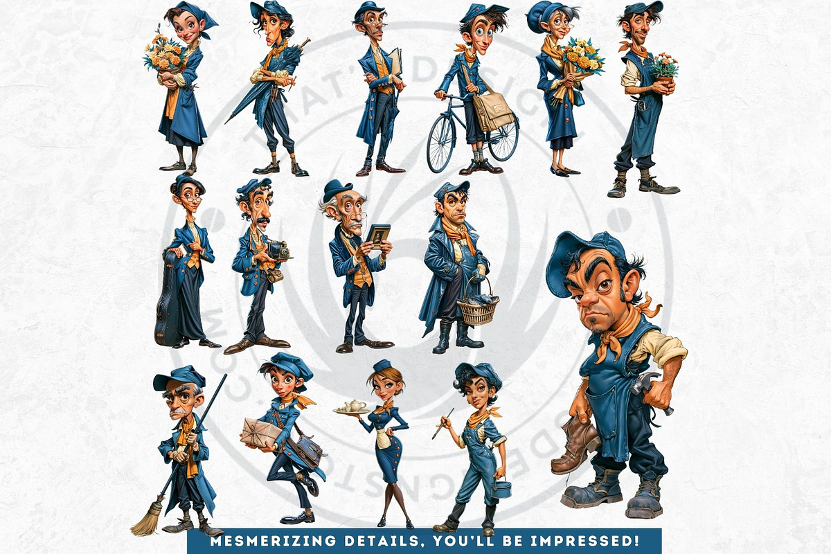Teal Whimsy Borough Quirky Cliparts, a Person Illustration by ThatsDesignArt (Photo 4 of 10)