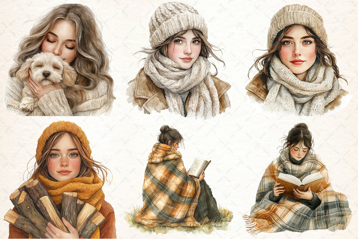 Watercolor Neutral Winter Clipart, an Illustration by Libby Wishes (Photo 4 of 8)
