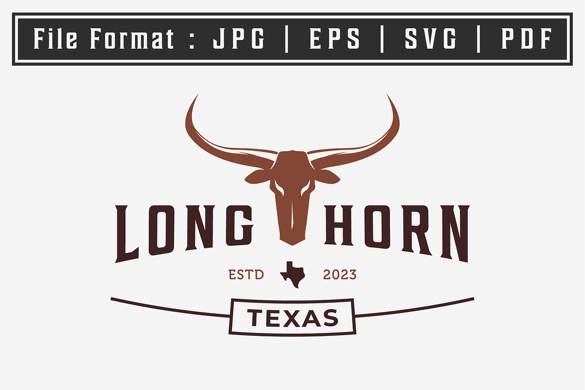 skull longhorn western texas logo, a Branding & Logo Template by Pyruos ID