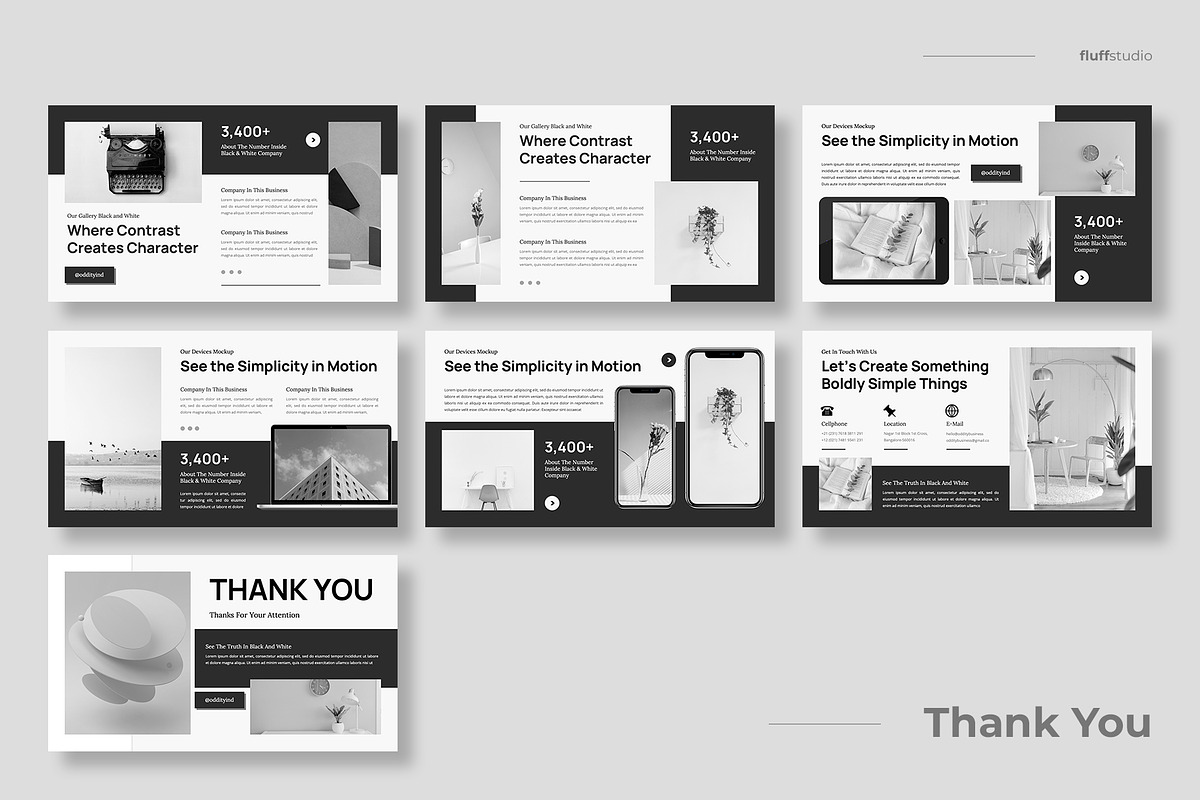 Black & White Powerpoint Template, a Presentation Template by fluffstudio (Photo 4 of 4)