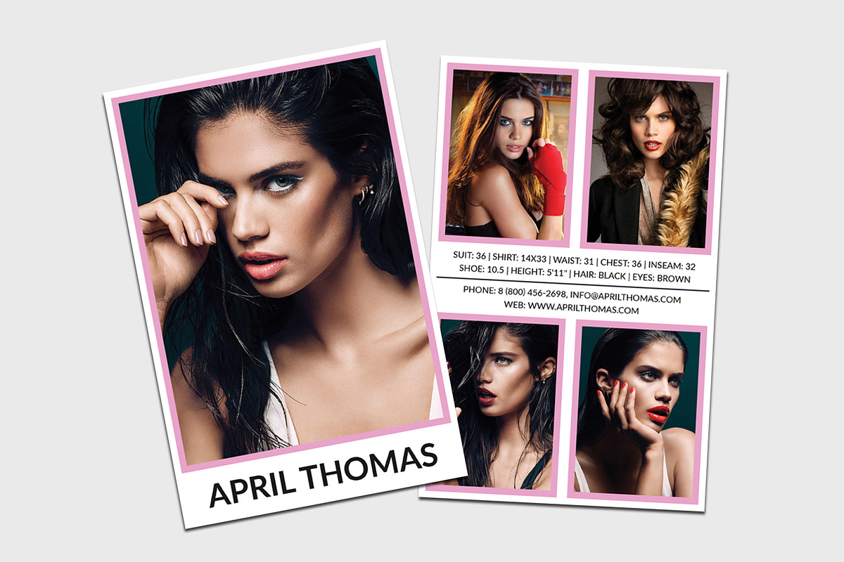 Model Comp Card Template, a Card Template by Designscozy