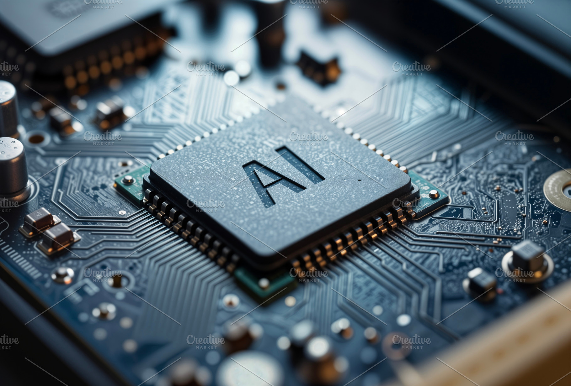 AI Processor Chip on Motherboard,, a Photo by rarrarorro