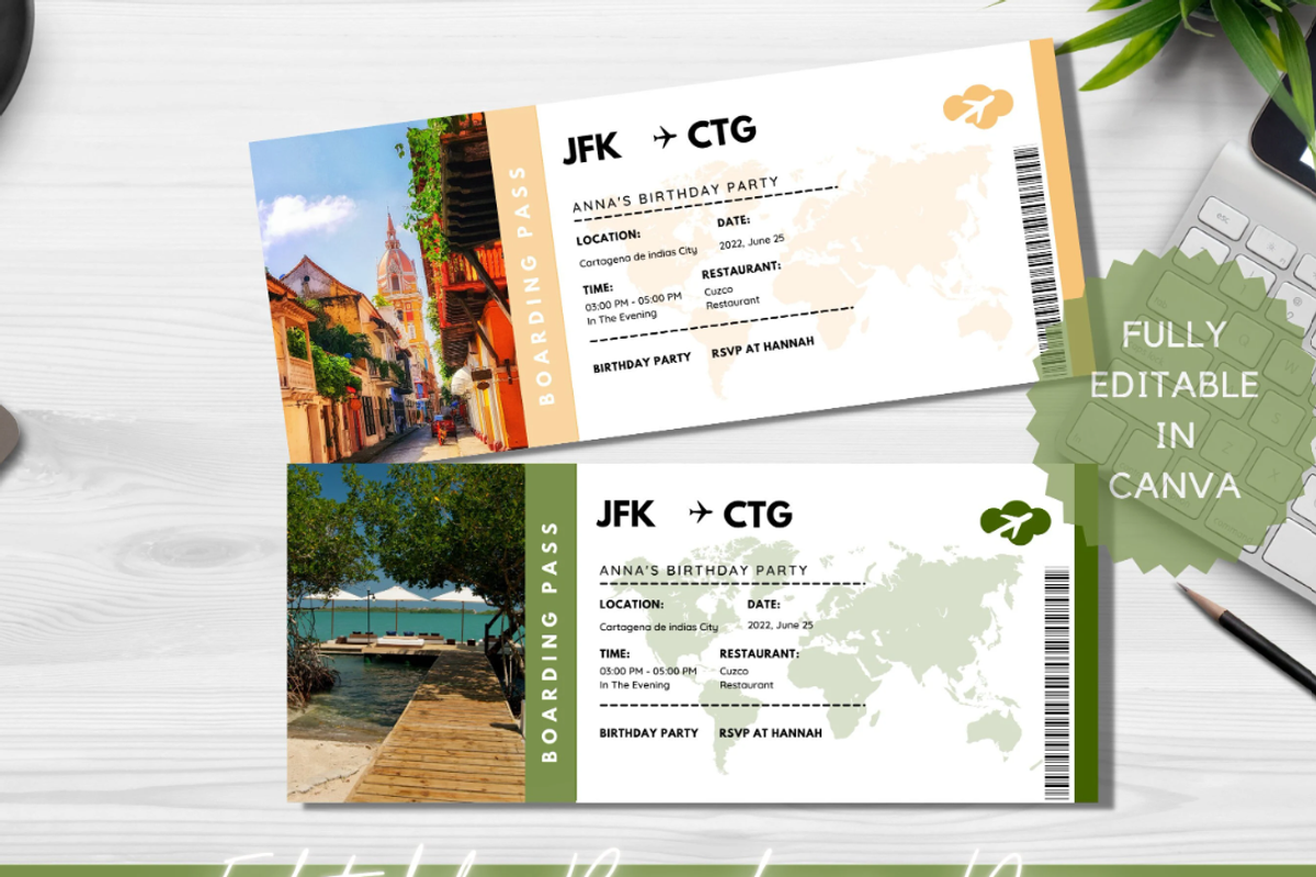 Editable Boarding Pass Template, a Card Template by YasdeyDesigns (Photo 1 of 14)