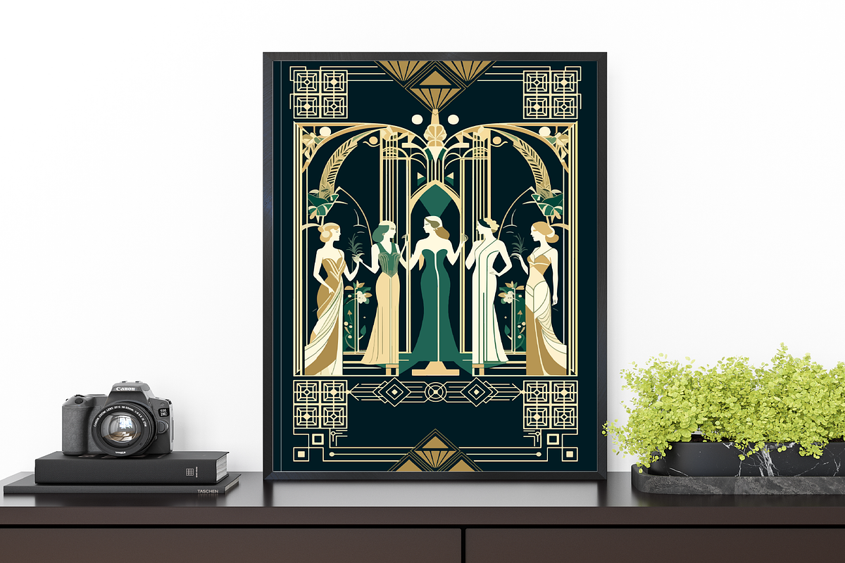 Art Deco Wedding Posters Wall Art, a Person Illustration by Blynn Pippen (Photo 5 of 10)