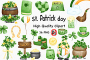 Watercolor St. Patrick’s Day Clipart, a Seasonal Illustration by Vavavan Artwork (Thumbnail 1 of 4)