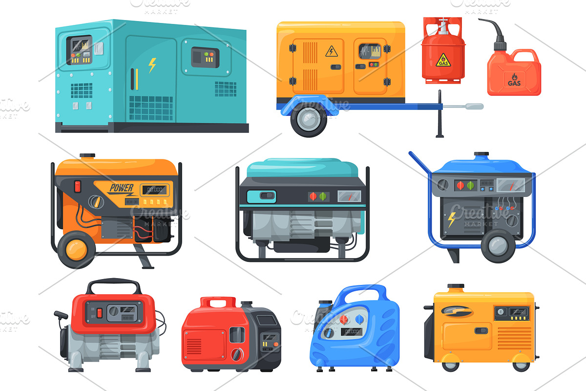 Generators machines. Electric power, a Graphic by Stock-Smart-Start