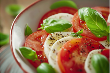 Caprese salad with ripe tomatoes, a Food & Drink Photo by Lermont51