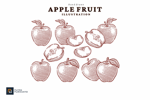 Vintage Apple Engraving Illustration, a Food Illustration by putra_purwanto
