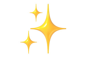 Sparkles emoji. Shining stars 3d, an Object Illustration by Frogella