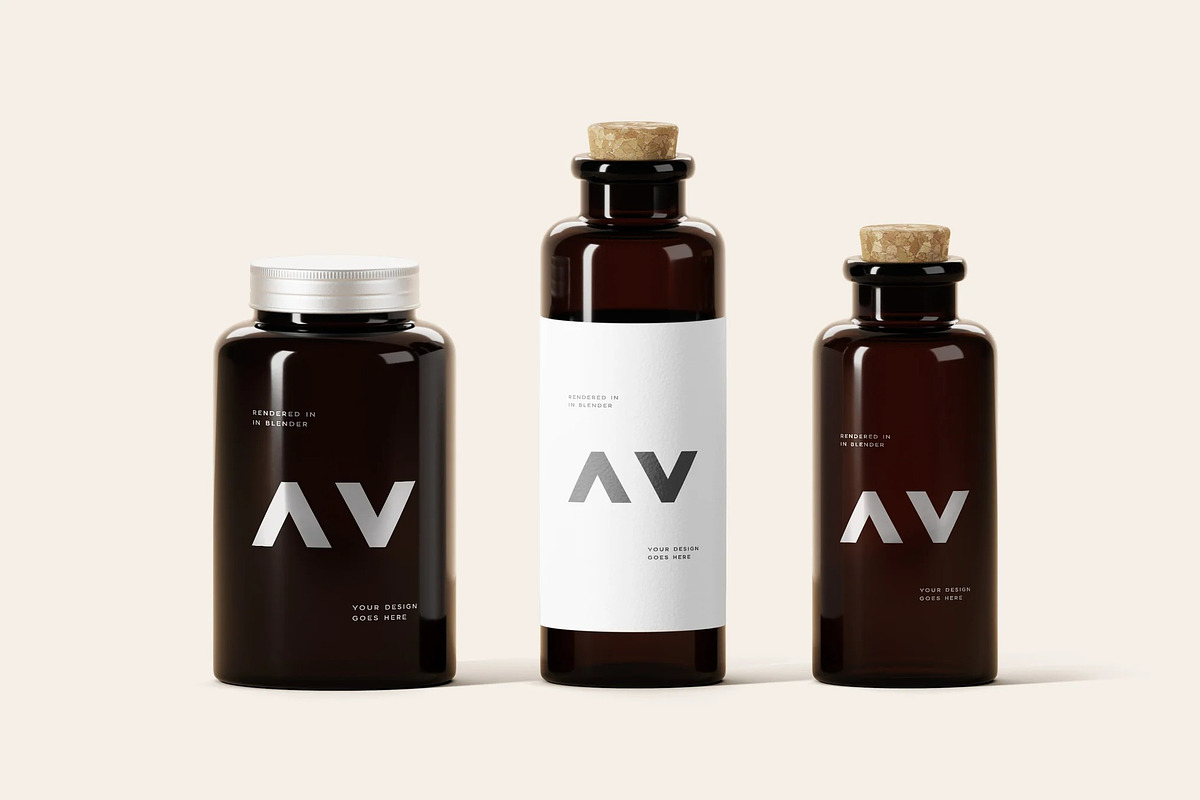 Glass Bottles Mockup, a Product Mockup by zpackcreative (Photo 1 of 4)