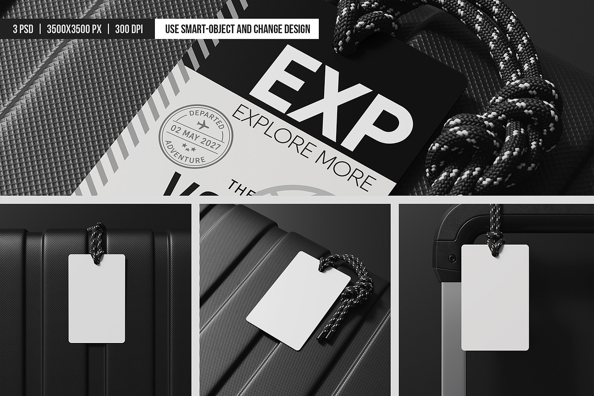 Luggage Tag with Rope Mockup, an Advertising Mockup by SD Mockup (Photo 4 of 4)