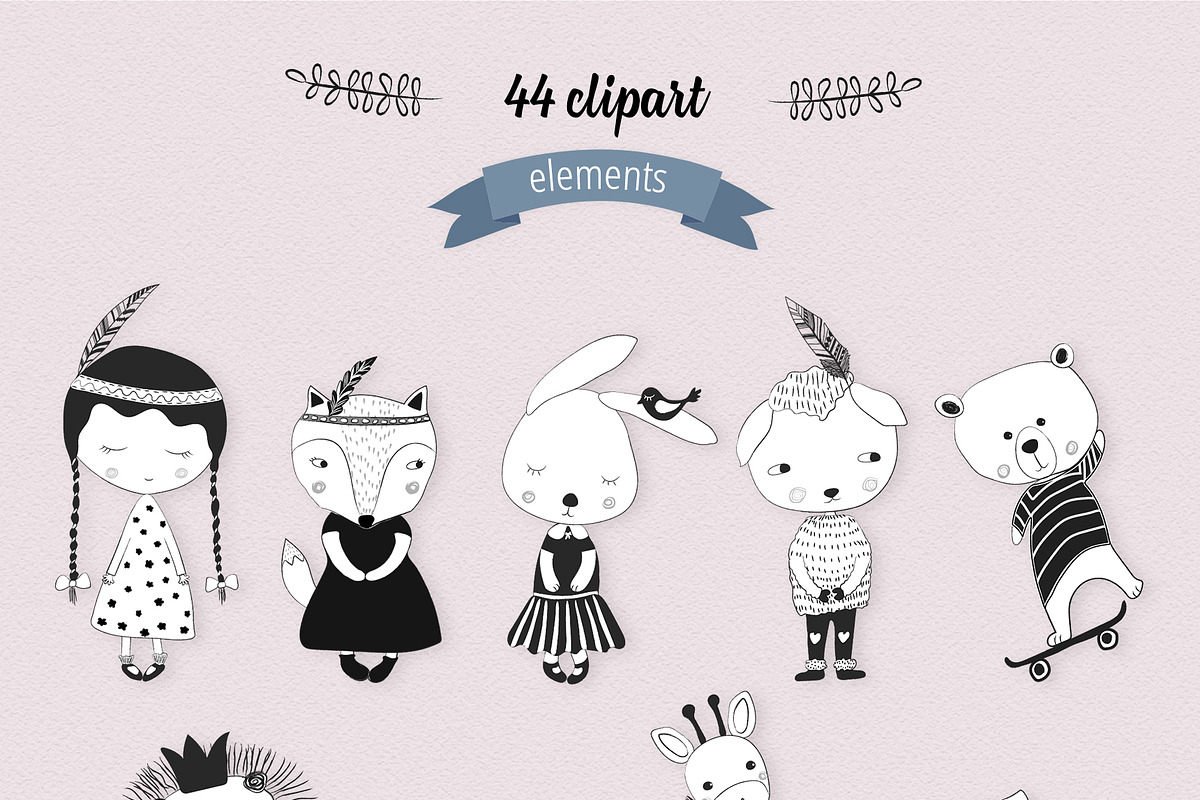 Black & White Kids Illustrations, an Animal Illustration by Irena Art (Photo 2 of 6)