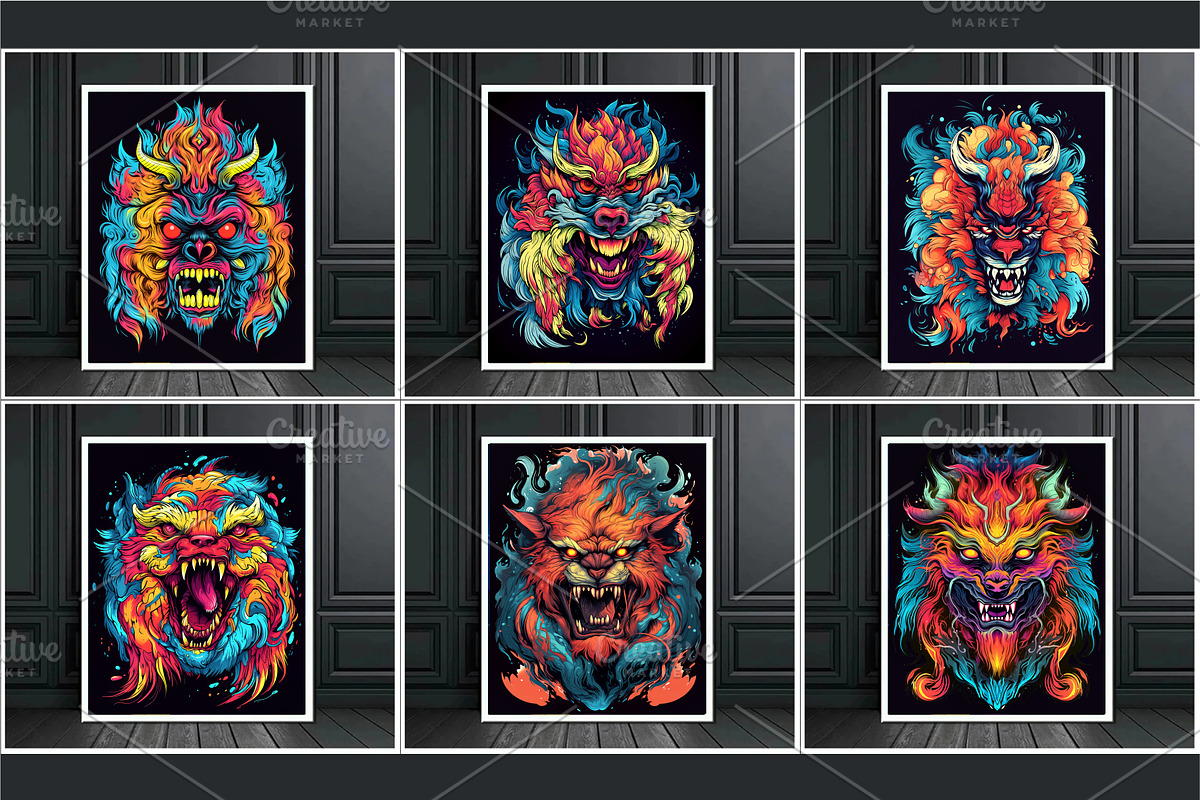 Psychedelic Grin Monster. 16 Posters, a Decorative Illustration by KENO Mascots (Photo 3 of 9)