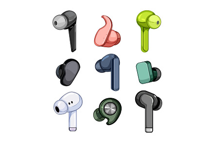 wireless earphones set cartoon, an Object Illustration by pikepicture