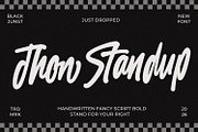 Jhon Standup - Streetwear Display, a Script Font by Black Junst (Thumbnail 1 of 9)