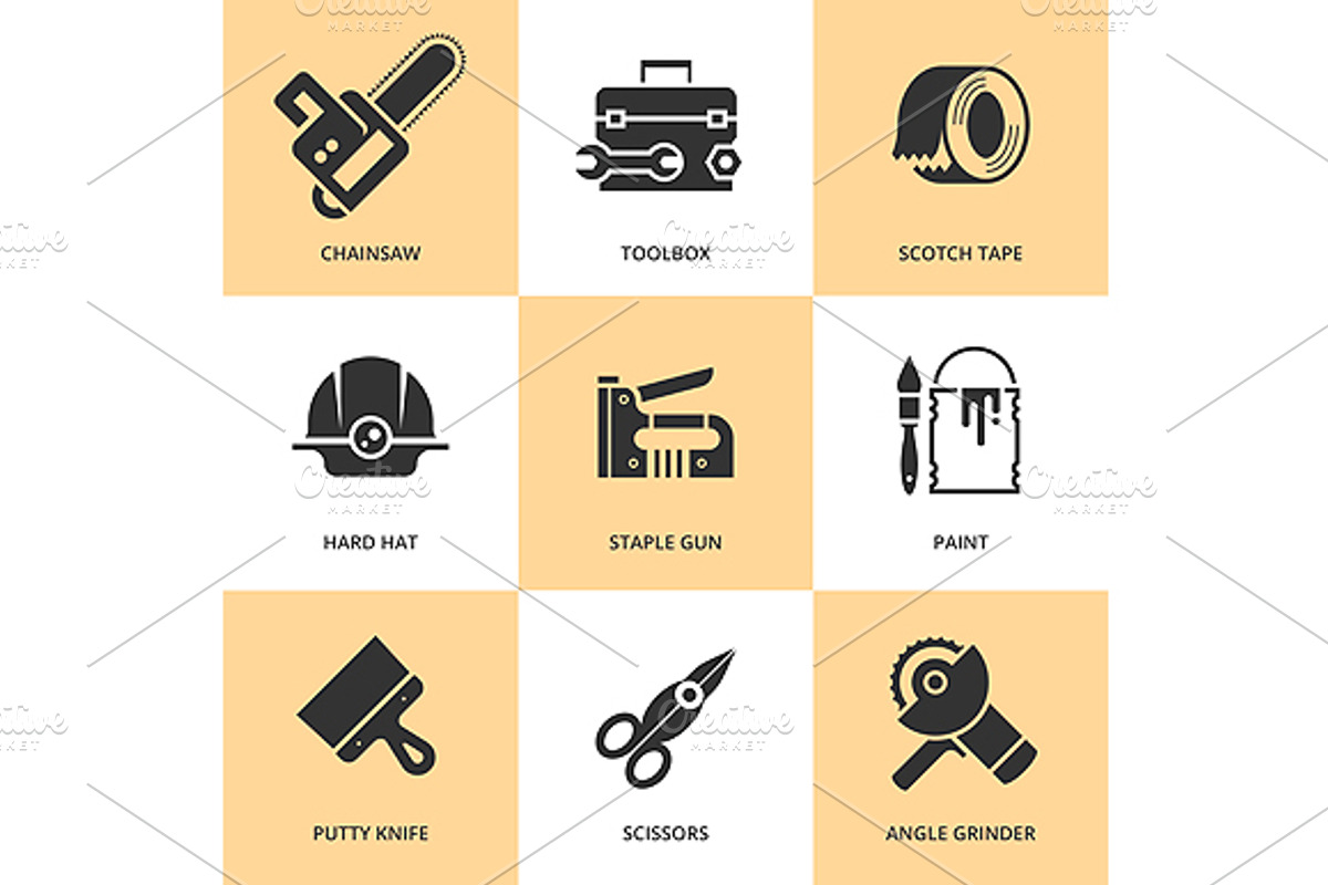 Flat construction and tools icon set, an Icon by painterr