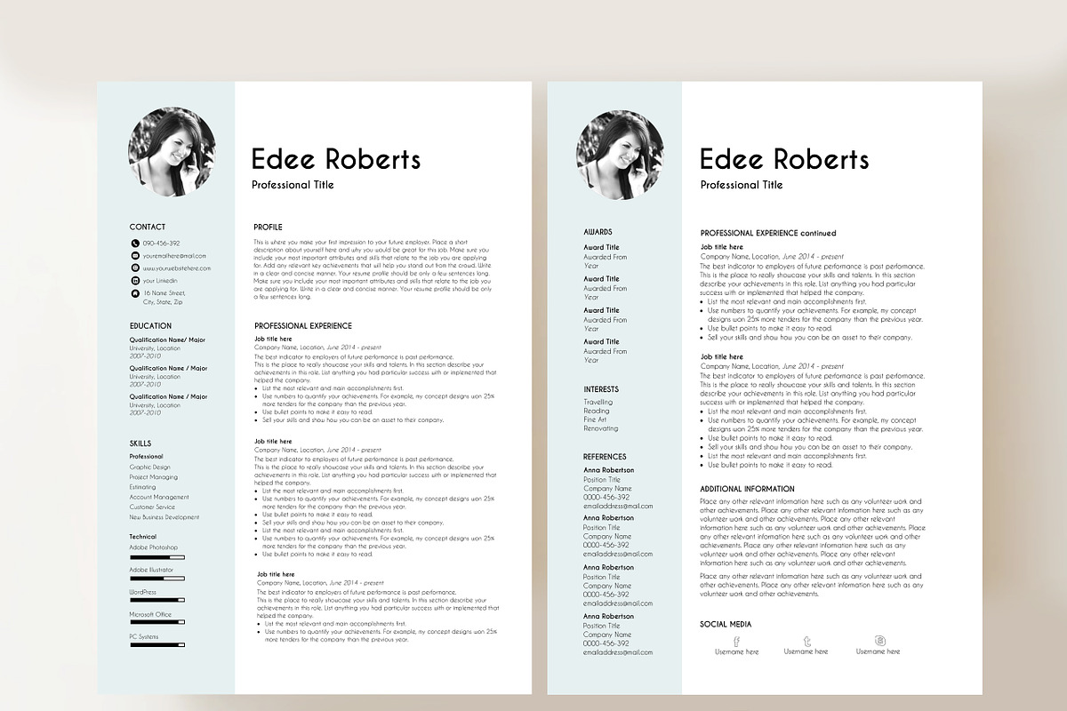 resume with photo, a Resume Template by PinkJellyfish (Photo 7 of 8)