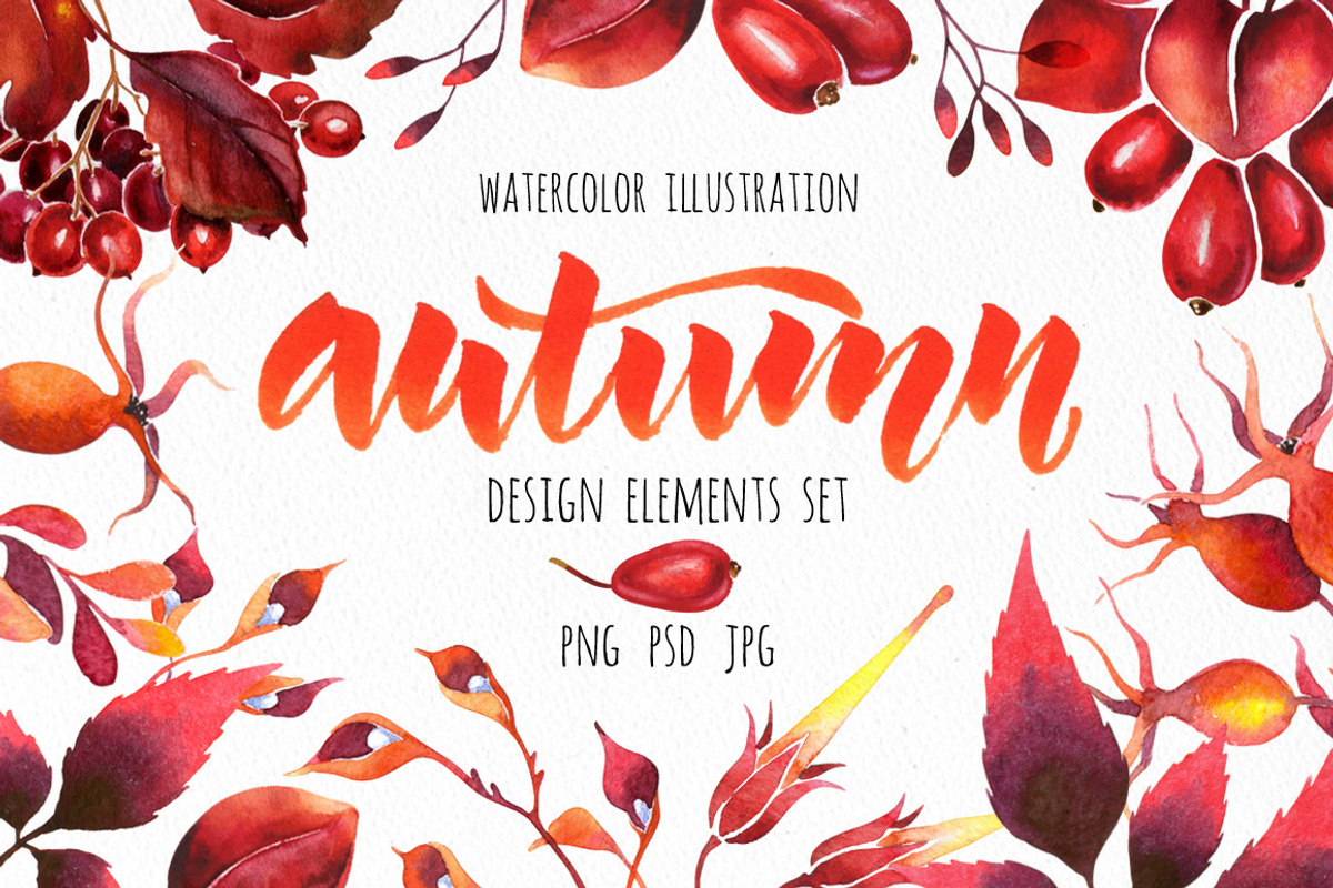 Autumn watercolor illustrations set, an Illustration by Color and Decor (Photo 1 of 5)