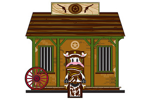 Cute Cow Cowboy Sheriff At Jail