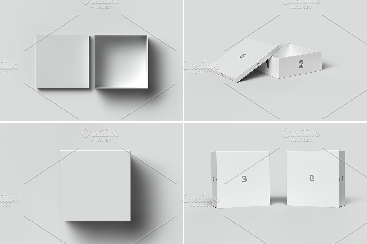 Square Shoe Box Mockup - 8 views, a Cups & Container Mockup by Illusiongraphic (Photo 20 of 20)