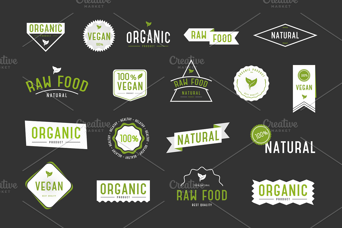 Set of organic, eco, natural labels, an Object Graphic by Good Studio (Photo 4 of 5)
