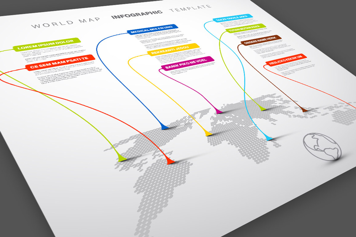 World Map Infographics Template, an Illustration by Orson (Photo 1 of 2)