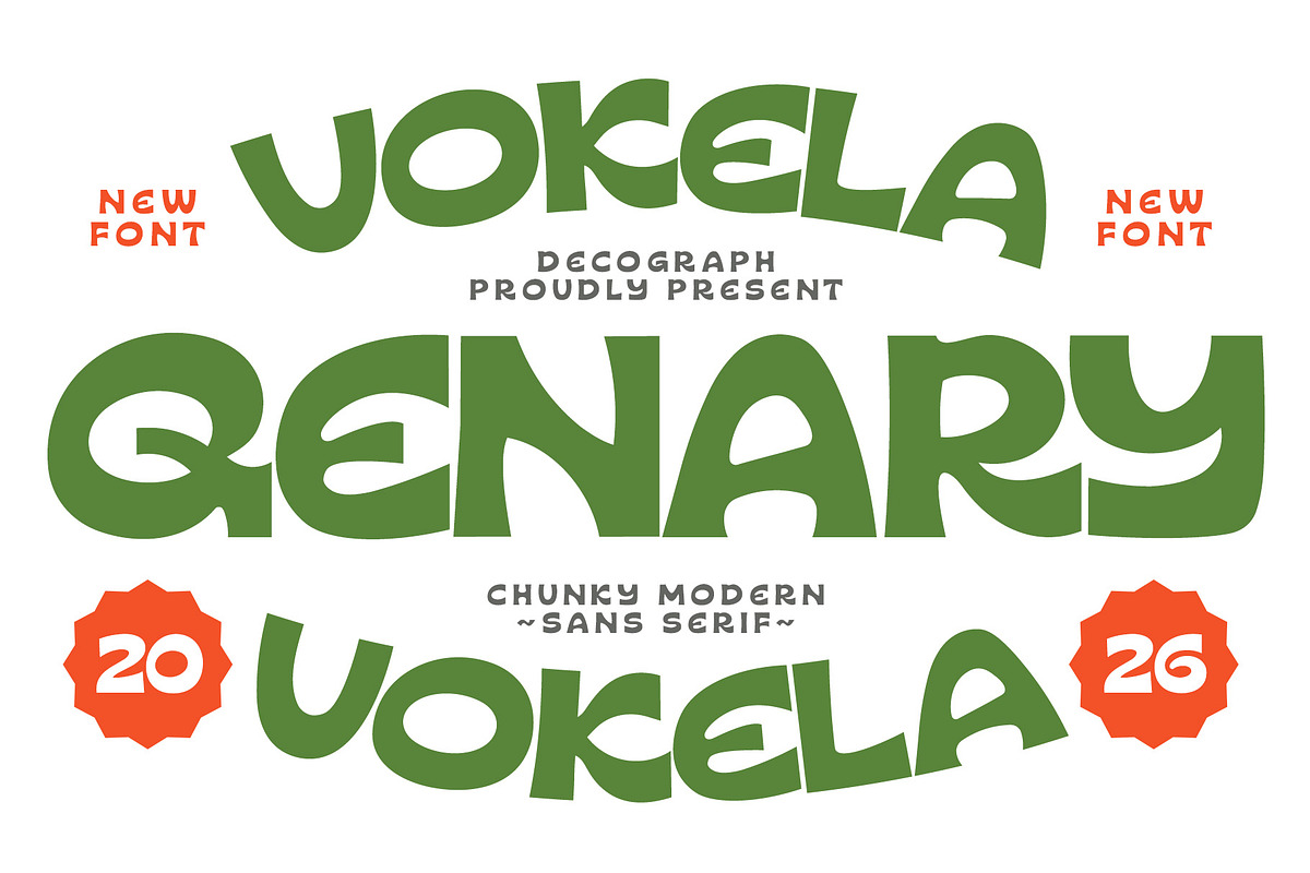 Qenary Vokela – Chunky Sans Serif, a Sans Serif Font by decographstud (Photo 1 of 7)