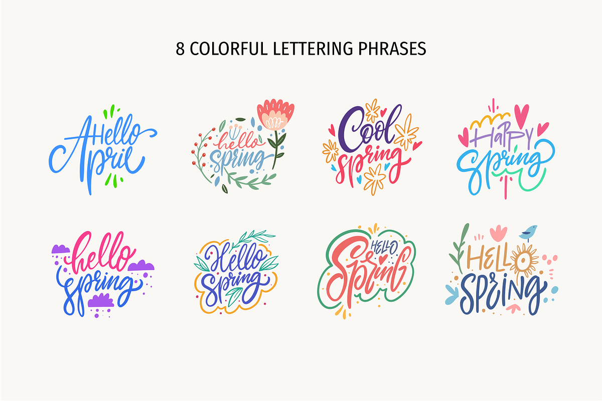 Spring Lettering & Floral Quotes, a Seasonal Illustration by Oktyabr (Photo 3 of 7)